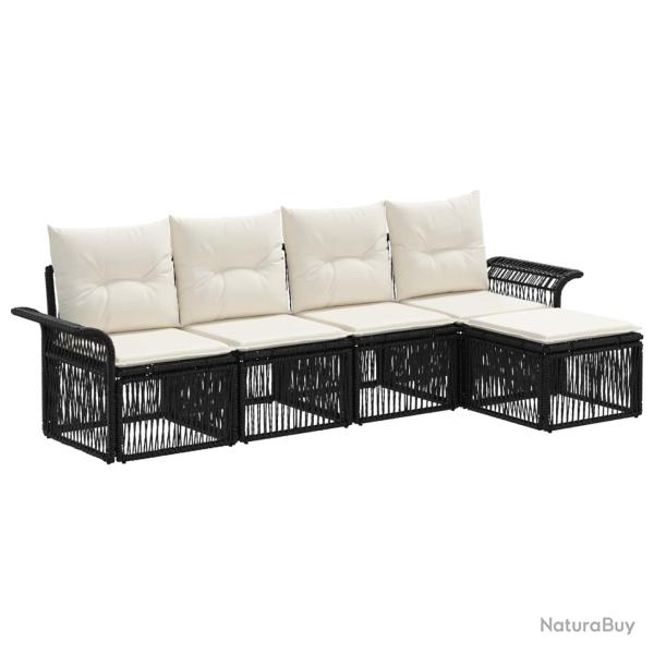 Ensemble de canap� de jardin 5 pcs Noir polyrotin