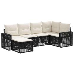 Ensemble de canap&eacute; de jardin 6 pcs Noir et blanc cr&egrave;me