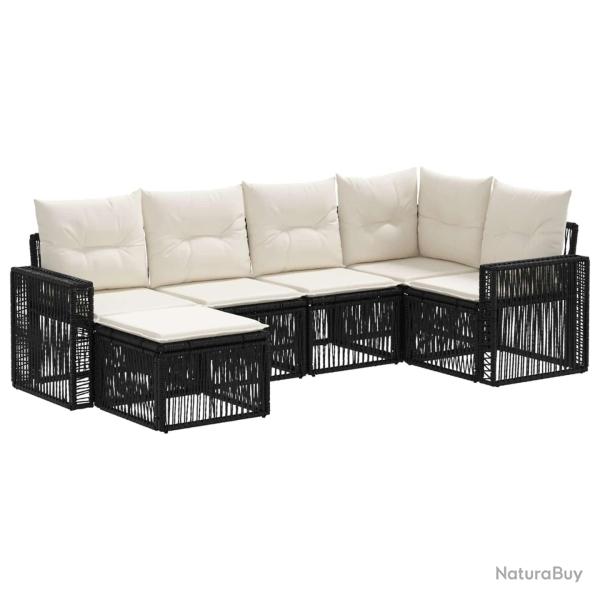 Ensemble de canap� de jardin 6 pcs Noir et blanc cr�me