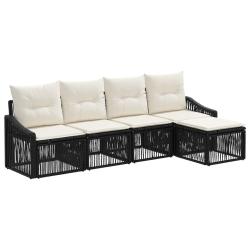 Ensemble de canap&eacute; de jardin 5 pcs Noir polyrotin