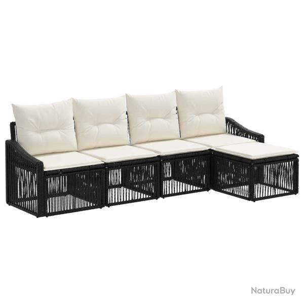 Ensemble de canap� de jardin 5 pcs Noir polyrotin
