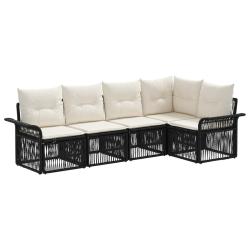 Ensemble de canap&eacute; de jardin 5 pcs Noir polyrotin