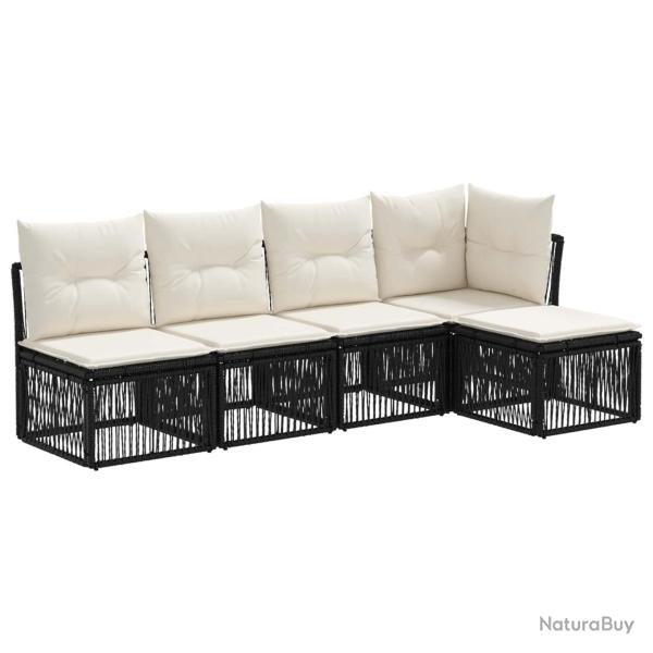 Ensemble de canap� de jardin 5 pcs Noir polyrotin