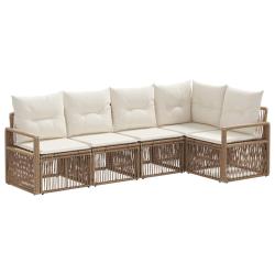 Ensemble de canap&eacute; de jardin 5 pcs Beige polyrotin