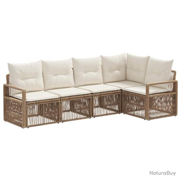 Ensemble de canap� de jardin 5 pcs Beige polyrotin