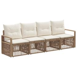 Ensemble de canap&eacute; de jardin 4 pcs Beige polyrotin