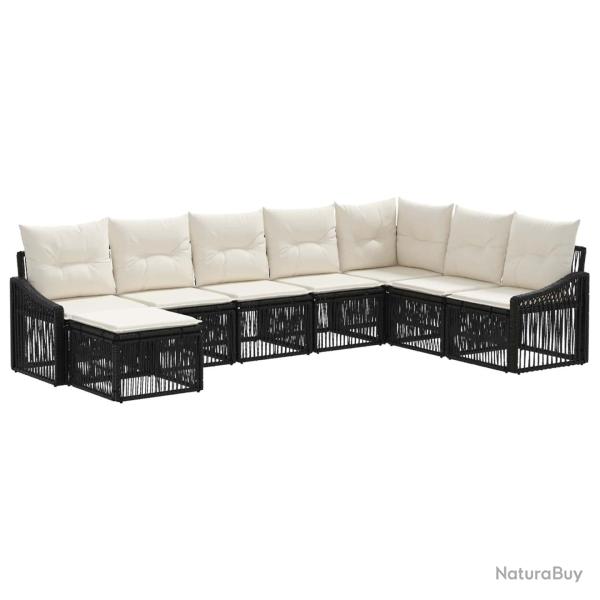 Ensemble de canap� de jardin 8 pcs Noir polyrotin