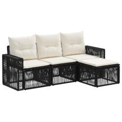 Ensemble de canap&eacute; de jardin 4 pcs Noir et blanc cr&egrave;me