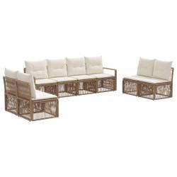 Ensemble de canap&eacute; de jardin 8 pcs Beige polyrotin