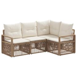 Ensemble de canap&eacute; de jardin 4 pcs Beige polyrotin