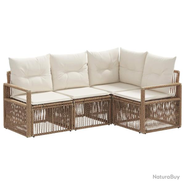 Ensemble de canap� de jardin 4 pcs Beige polyrotin