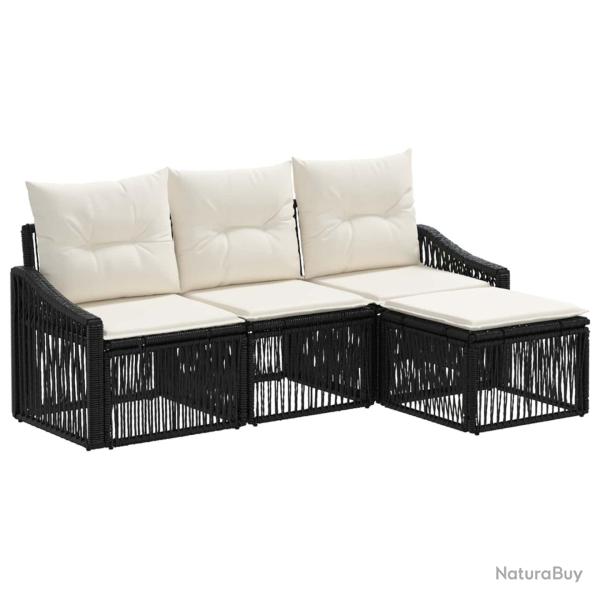 Ensemble de canap� de jardin 4 pcs Noir polyrotin