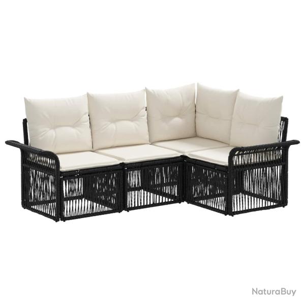 Ensemble de canap� de jardin 4 pcs Noir polyrotin