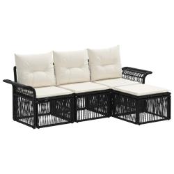 Ensemble de canap&eacute; de jardin 4 pcs Noir polyrotin