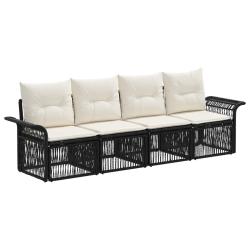 Ensemble de canap&eacute; de jardin 4 pcs Noir polyrotin