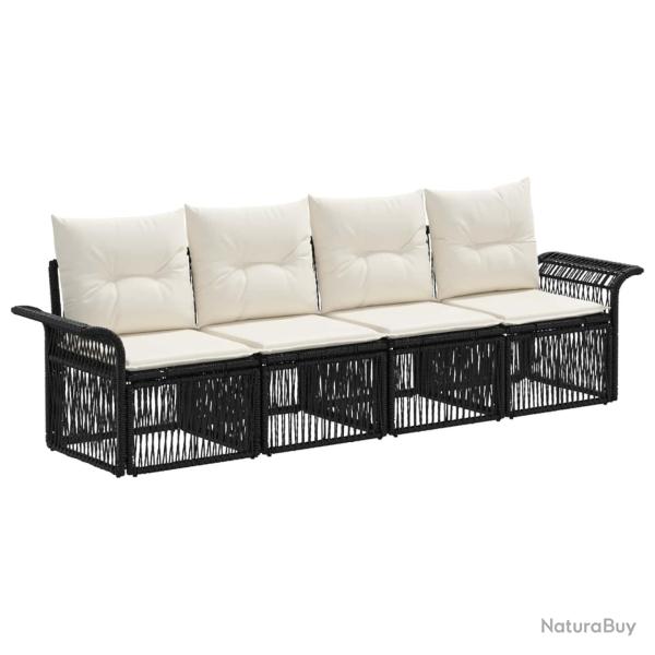 Ensemble de canap� de jardin 4 pcs Noir polyrotin