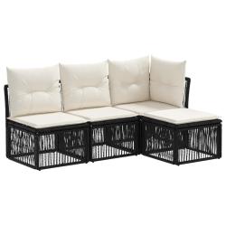 Ensemble de canap&eacute; de jardin 4 pcs Noir polyrotin