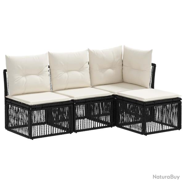 Ensemble de canap� de jardin 4 pcs Noir polyrotin