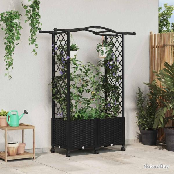 Lit �lev� avec Treillis et Toit Noir 125 x 40 x 144 cm PP