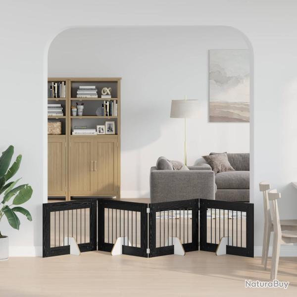 Porte de chien pliable avec supports 4 pcs Ch�ne noir 321 cm