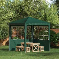 Mur de tente de f&ecirc;te 2 pcs 200 x 195 cm Vert PE et acier