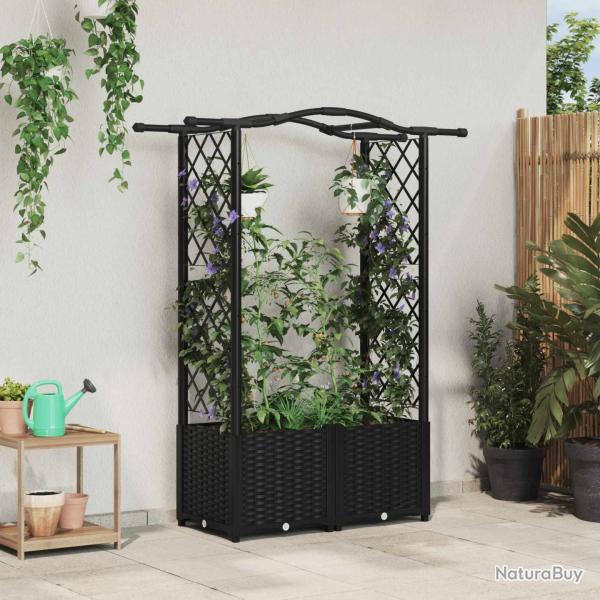 Lit �lev� avec Treillis et Toit Noir 125 x 40 x 138 cm PP