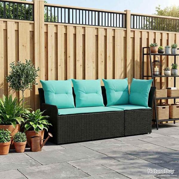 Sofa de jardin avec accoudoirs et sofa d'angle 2 Pi�ce Rotin PE