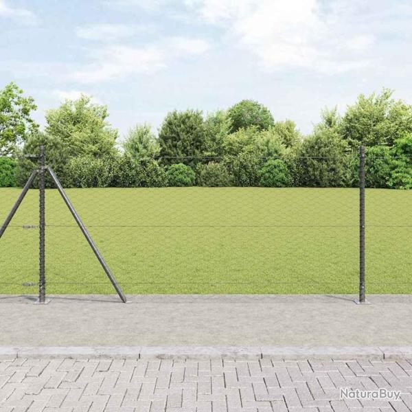 Cl�ture hexagonale avec base en b�ton 10 x 1 m Gris Maille