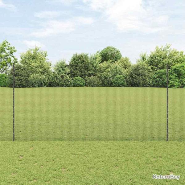 Cl�ture en fil soud� avec poteaux 25 x 1,6 m Gris Maille