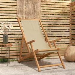 Chaise de plage Beige Bois de teck massif
