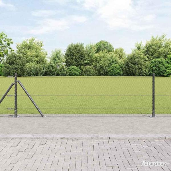 Cl�ture hexagonale avec base en b�ton 25 x 0,5 m Gris Maille