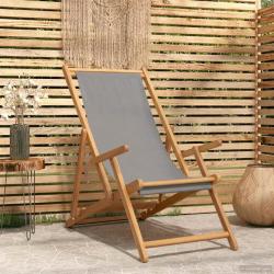 Chaise de plage Gris clair Bois de teck massif