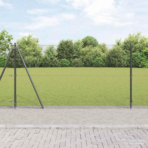 Cl�ture en fil soud� avec base en b�ton 10 x 1,2 m Gris Maille