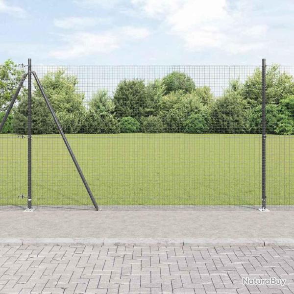 Cl�ture en fil soud� avec base en b�ton 10 x 1,4 m Gris Maille