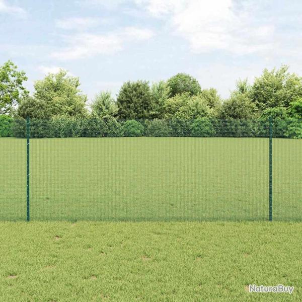Cl�ture en fil soud� avec poteaux 25 x 1 m Acier galvanis� Vert