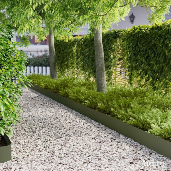 Bordure de Pelouse 10 pcs 103 x 20 cm Acier Vert olive