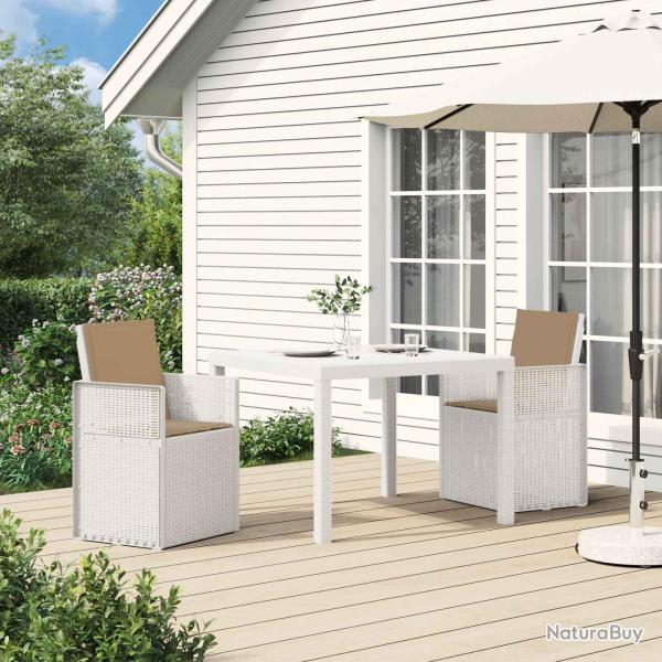 Chaises de jardin salle � manger 2 pcs Blanc et taupe PP