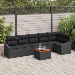 Ensemble de canap&eacute; de jardin avec stockage 7 pcs Noir polyrotin