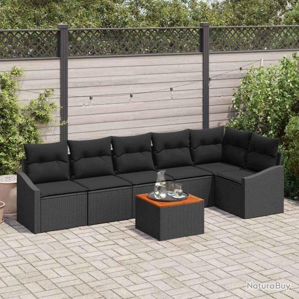 Ensemble de canap� de jardin avec stockage 7 pcs Noir polyrotin