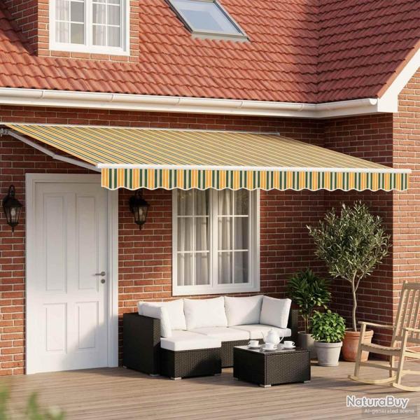 Cadre de store manuel avec LEDs Vert, Jaune, Blanc 5 x 3 m