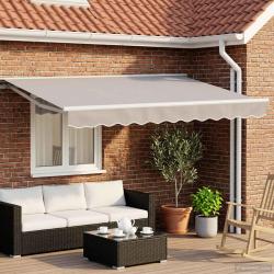 Cadre de store r&eacute;tractable &eacute;lectrique Blanc 3,5 x 2,5 m Acier