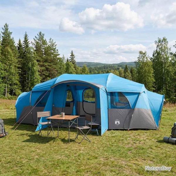 Tente familiale avec auvent imperm�able Bleu 10 personnes
