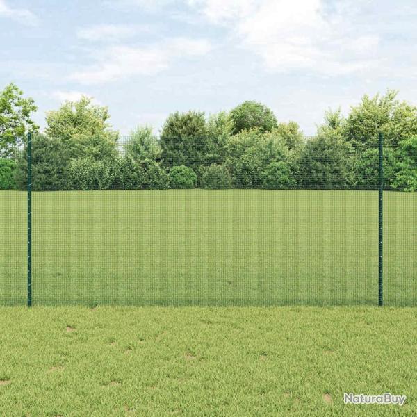 Cl�ture en fil soud� avec poteaux 25 x 1,2 m Vert Maille