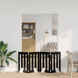 Cl&ocirc;ture pliable pour animaux 4 pcs Ch&ecirc;ne Noir 201 x 38 x 70 cm