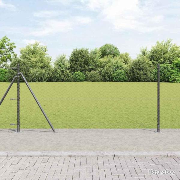 Cl�ture hexagonale avec base en b�ton 100 x 0,8 m Gris Maille