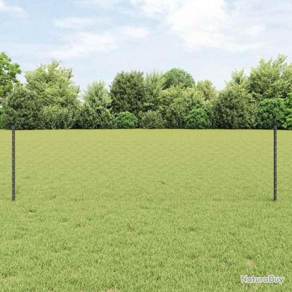 Cl�ture hexagonale avec poteau 100 x 0,5 m Gris Maille