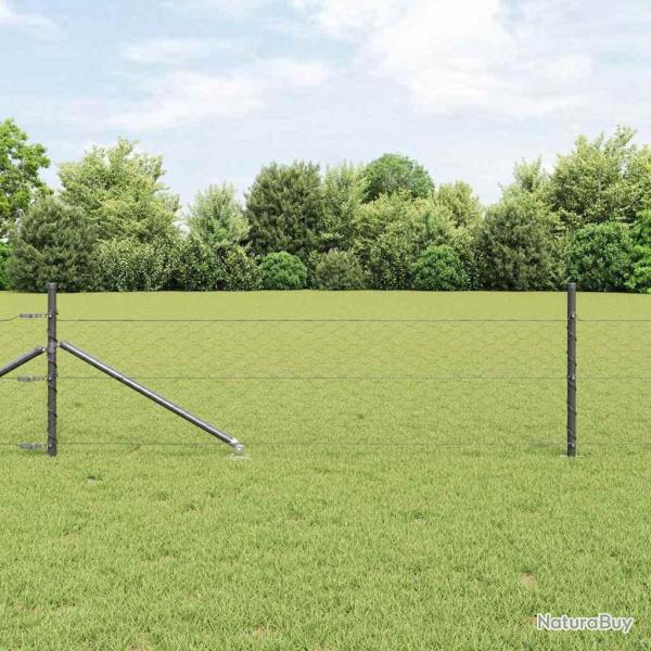 Cl�ture hexagonale avec poteau 100 x 0,8 m Gris Maille