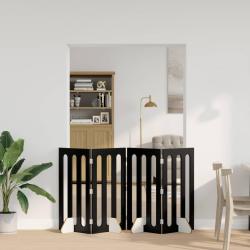Cl&ocirc;ture pliable pour animaux 4 pcs Ch&ecirc;ne Noir 201 x 38 x 90 cm