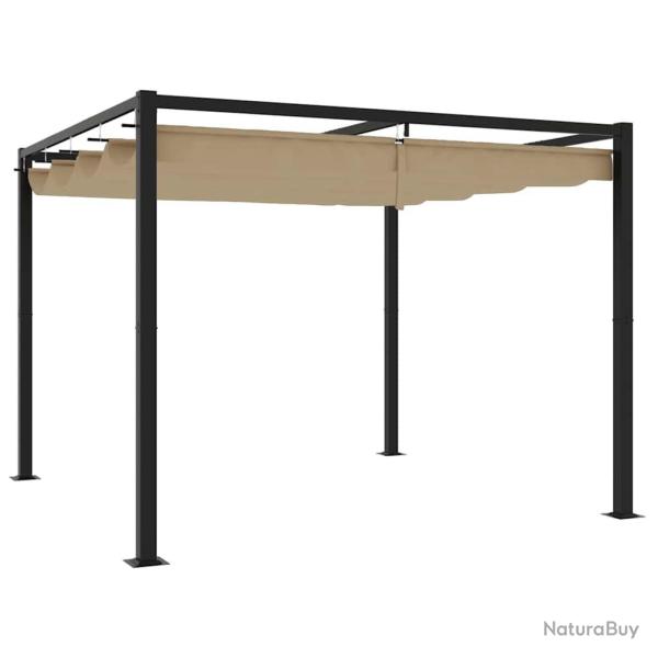 Tonnelle de jardin avec toit r�tractable taupe 3x3 m acier