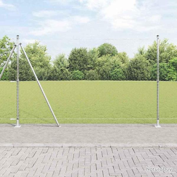 Cl�ture hexagonale avec base en b�ton 100 x 1,4 m Argent�